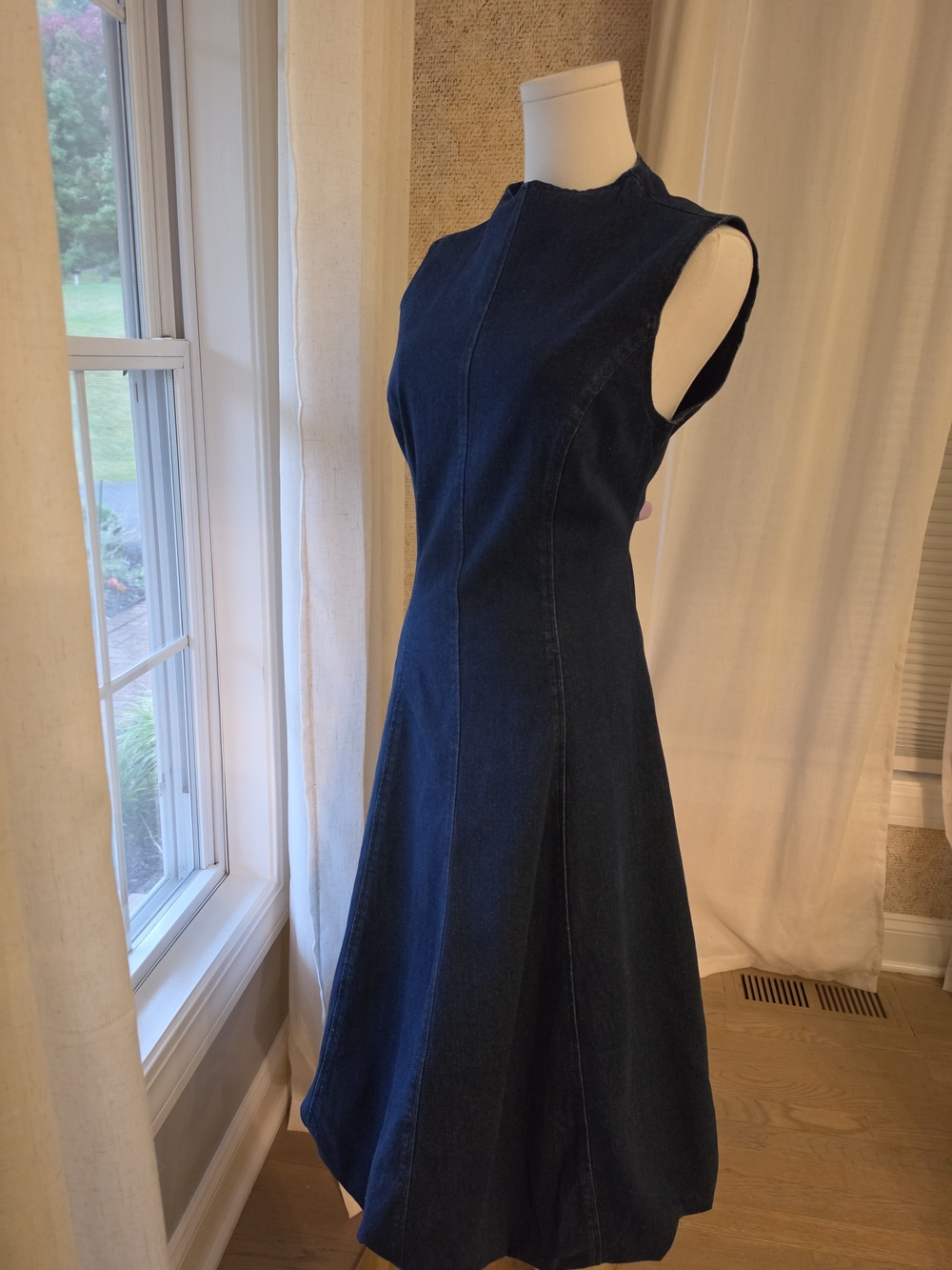 Steve Madden Talasyn Daybreak Denim Bubble Hem Midi Dress NWT Sz 8